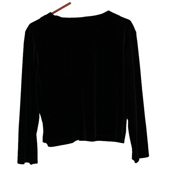 Vtg Coldwater Creek Velvet Cardigan XL Jewel Button Y2K Cropped Stretch Y2K Goth - Picture 4 of 8